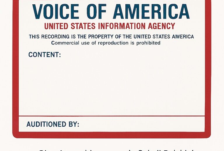 Zachowany fragment audycji Sekcji Polskiej Głosu Ameryki z 21 lipca 1986 r., nagrany dla National Security Agency (NSA).