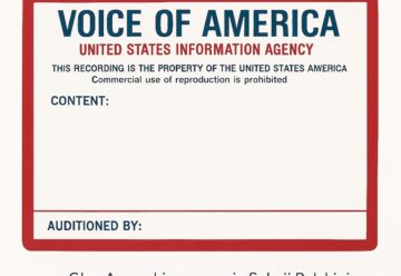 Digitally restored image of the Voice of America Polish Service recording box from April 21, 1986 — a Cold War broadcast preserved as a recording for NSA.